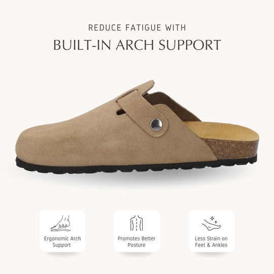 CMP NAVARRO Women’s Suede Slippers – Premium Italian-Style Indoor/Outdoor Slip-On House Shoes – Anatomic Cork Footbed, Arch Support & EVA Sole – Made in Europe