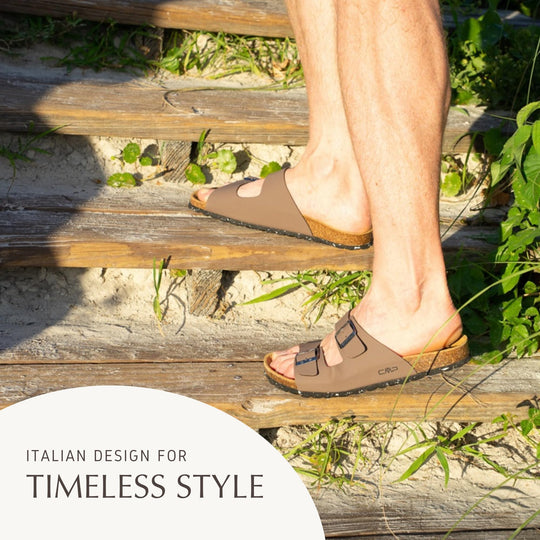 CMP ECO THALITA Men’s Eco-Friendly Cork Sandals – Recycled Materials, Double Buckle Slip-On, Suede Footbed Comfort. Sustainable Italian Comfort for Everyday Wear from Europe