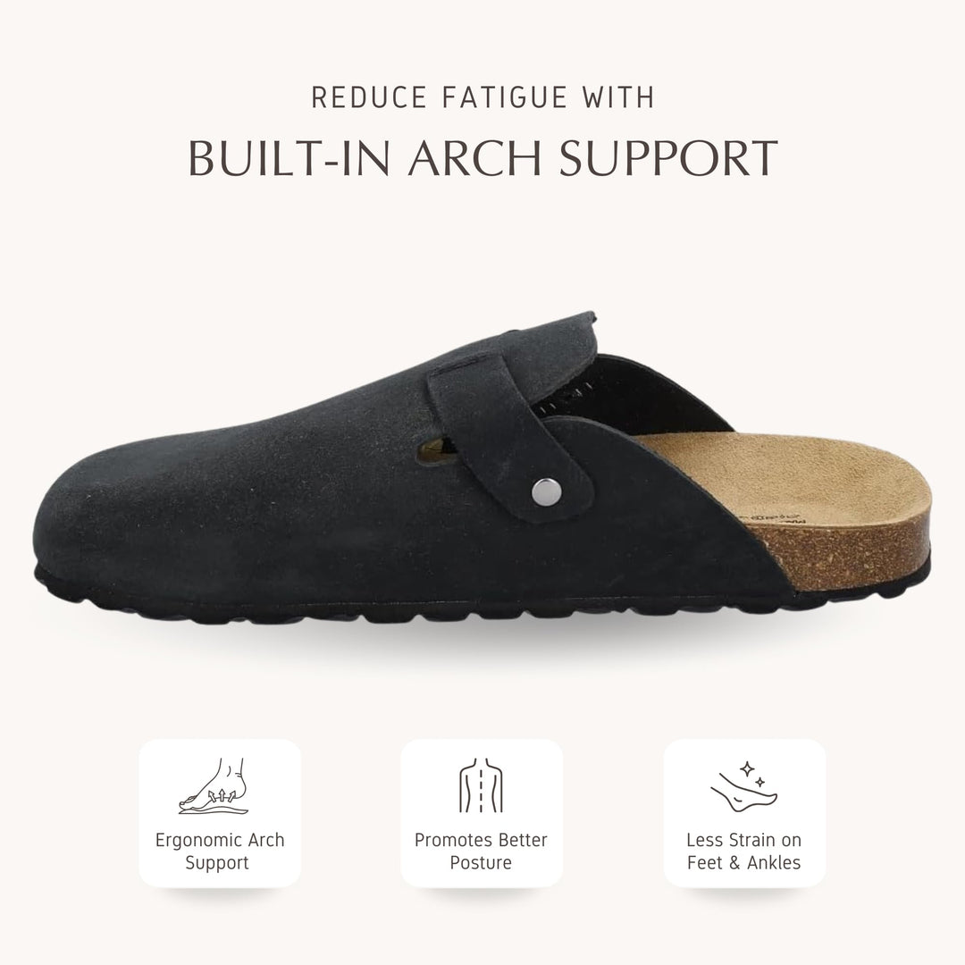 CMP NAVARRO Men’s Suede Slippers – Premium Italian-Style Indoor/Outdoor Slip-On House Shoes – Anatomic Cork Footbed, Arch Support & EVA Sole – Made in Europe