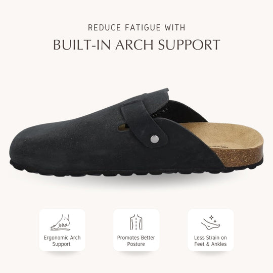 CMP NAVARRO Men’s Suede Slippers – Premium Italian-Style Indoor/Outdoor Slip-On House Shoes – Anatomic Cork Footbed, Arch Support & EVA Sole – Made in Europe