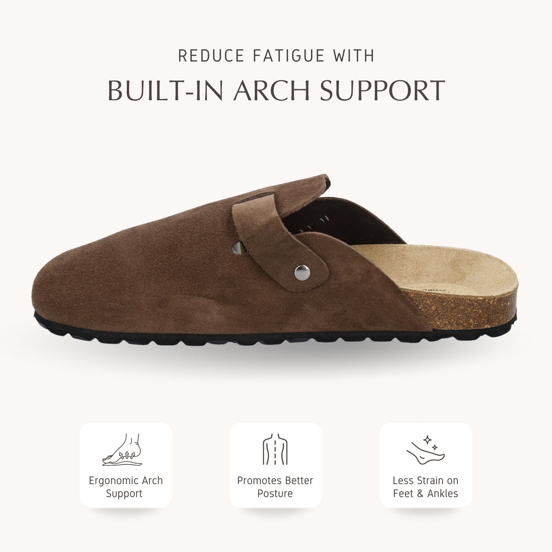 CMP NAVARRO Men’s Suede Slippers – Premium Italian-Style Indoor/Outdoor Slip-On House Shoes – Anatomic Cork Footbed, Arch Support & EVA Sole – Made in Europe